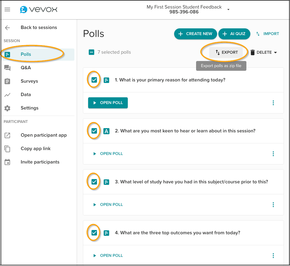 Publish surveys – Vevox helpsite