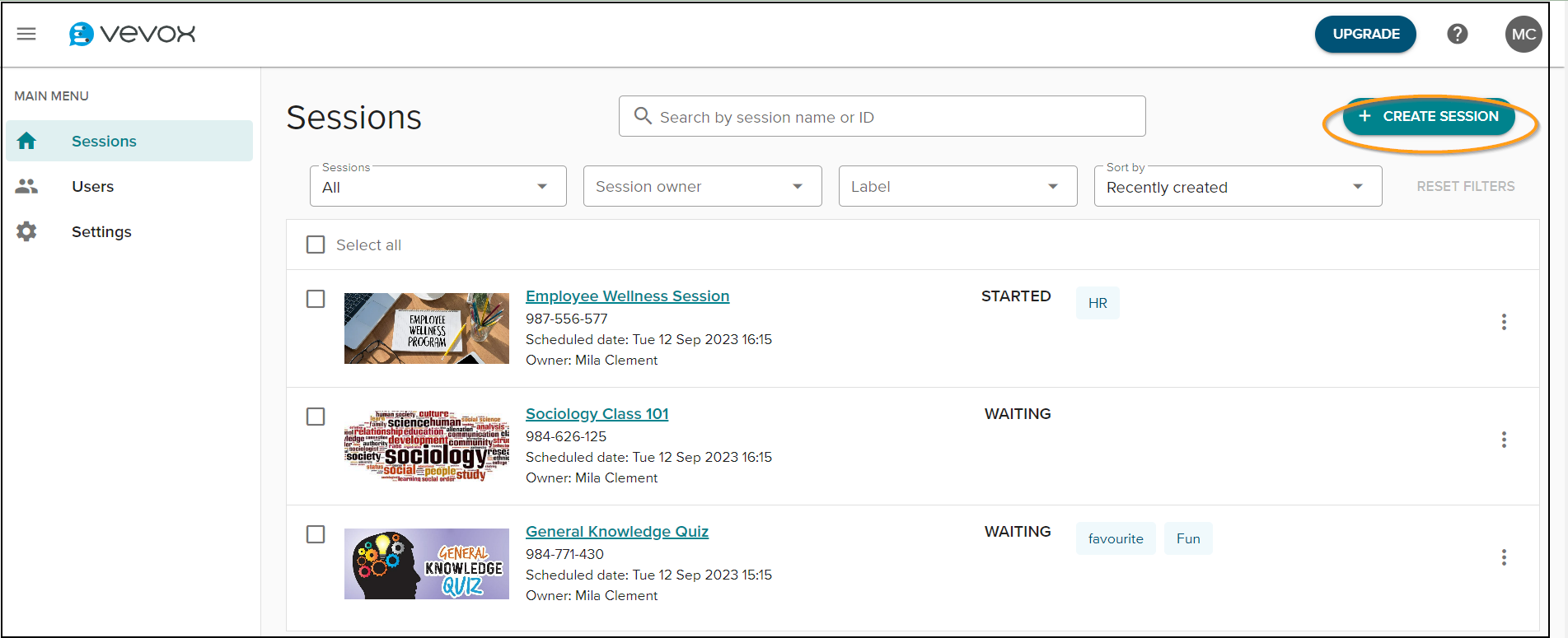 New session list and create a session.png