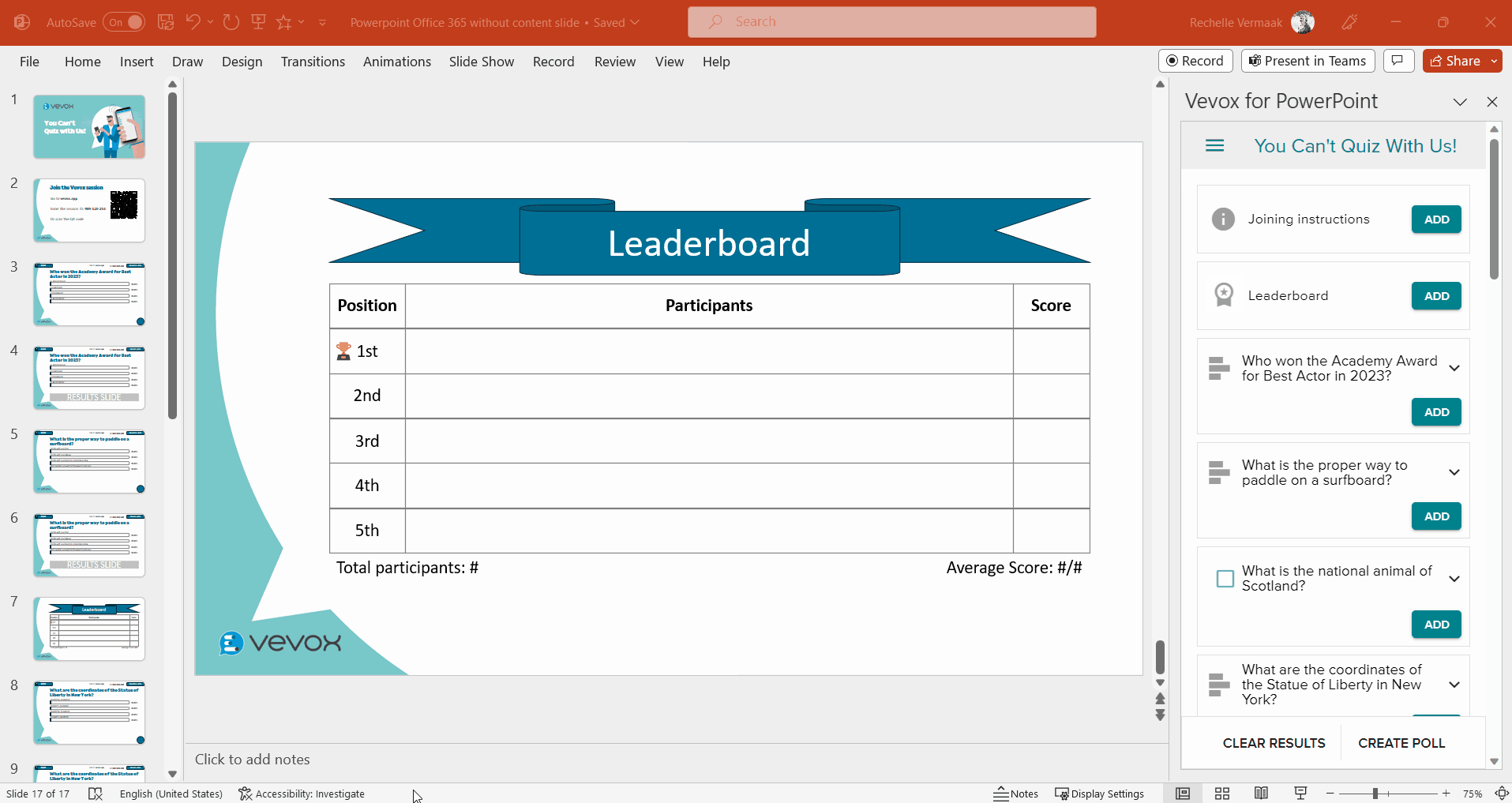 Show a leaderboard to participants – Vevox helpsite