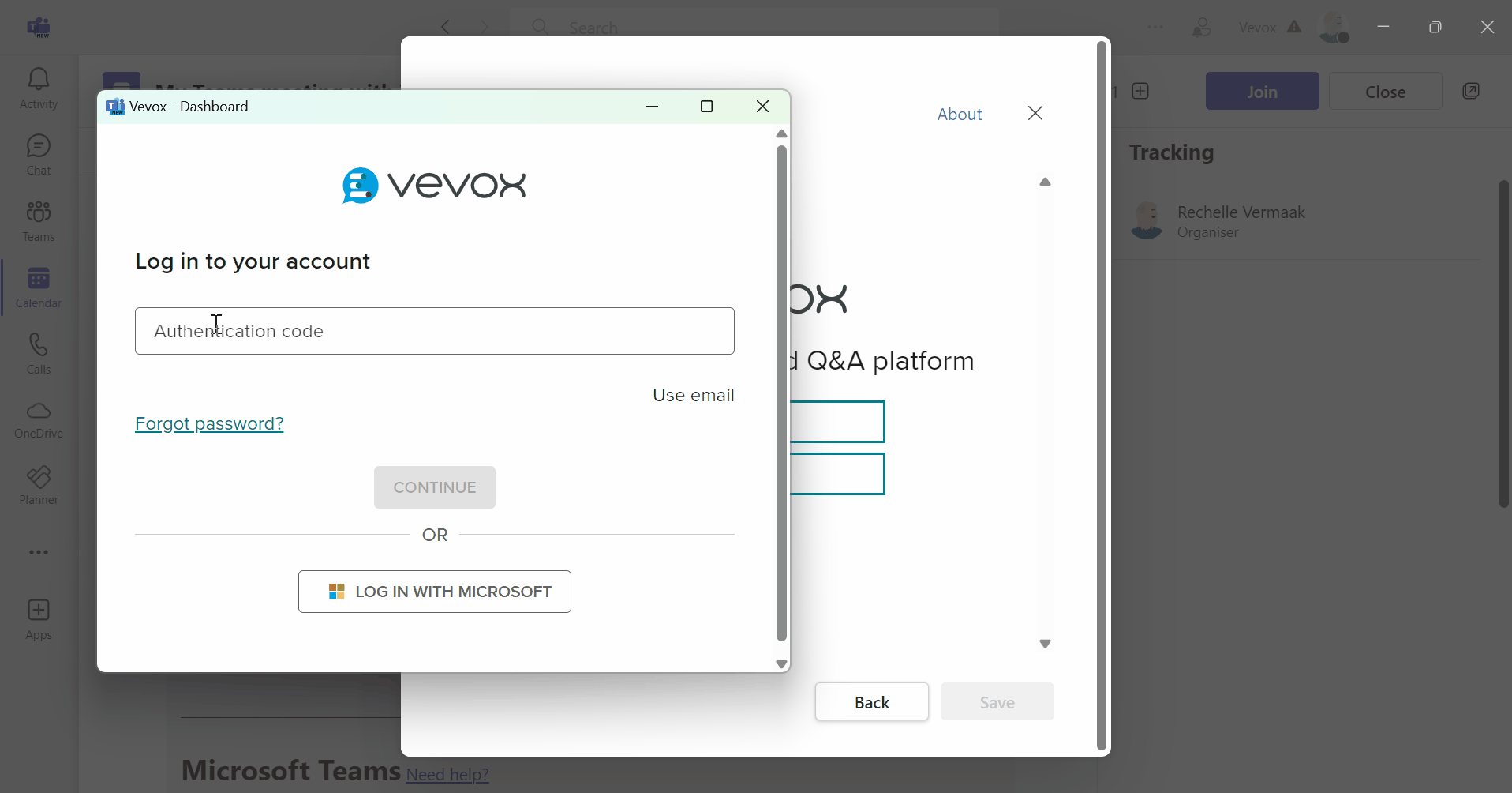 Using the authentication code for MS Teams – Vevox helpsite
