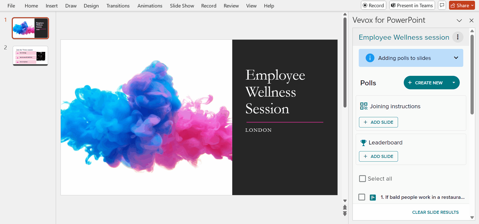 Add polls to employee wellness session.gif