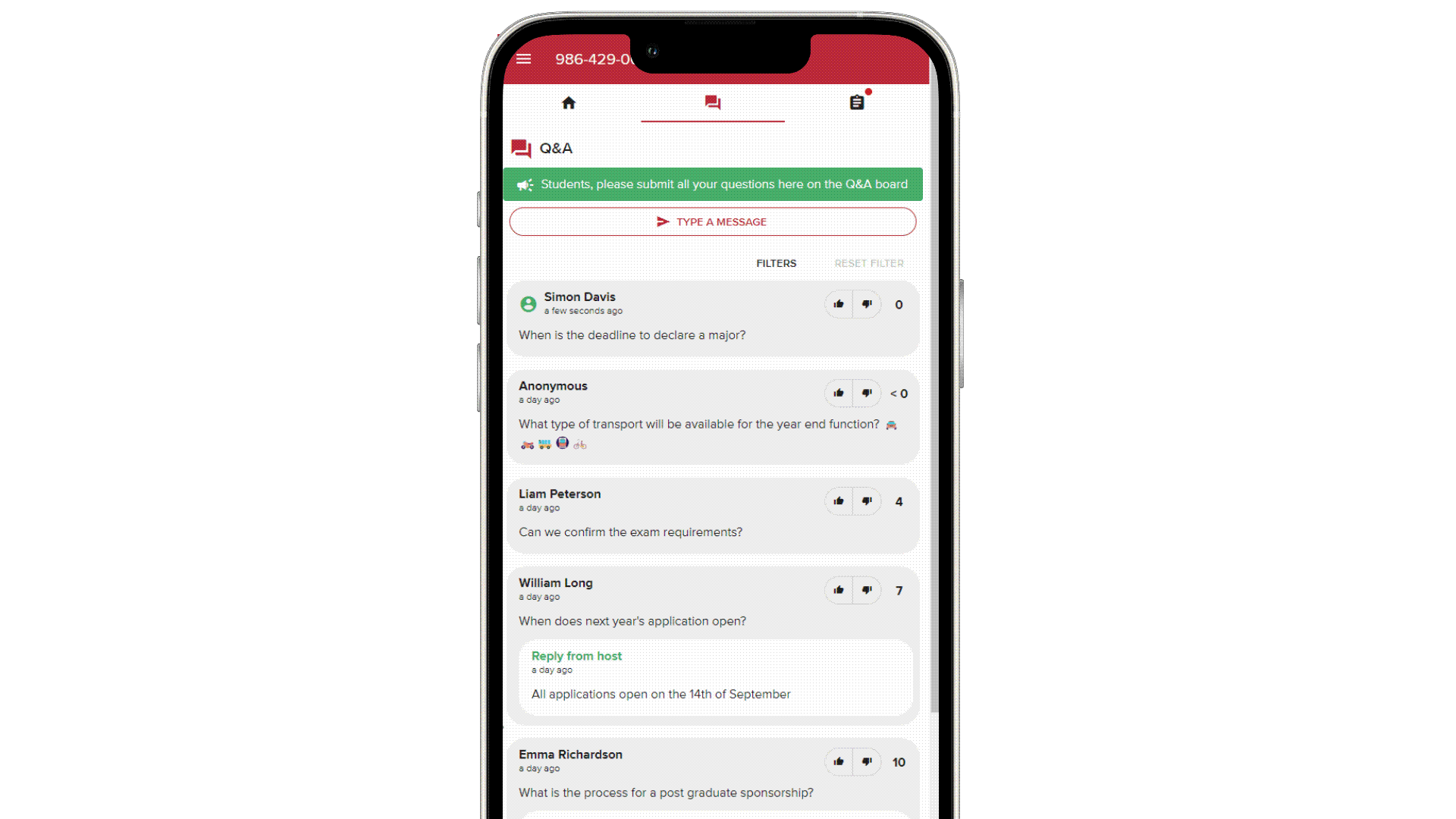 Participant app filter Q&A messages.gif