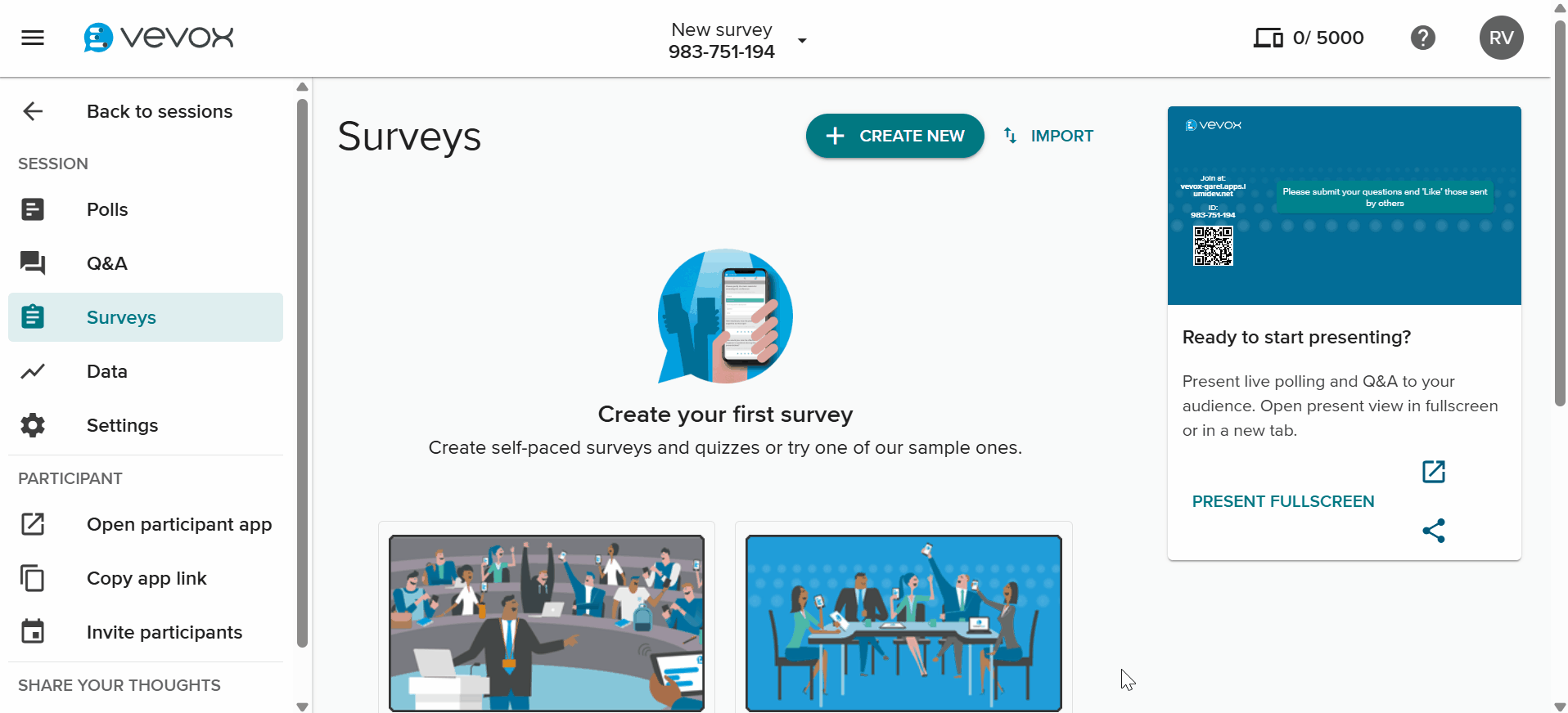 Import previously set up survey questions from question library.gif