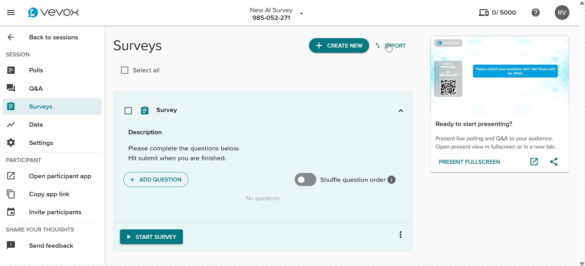 Create AI survey add questions.gif