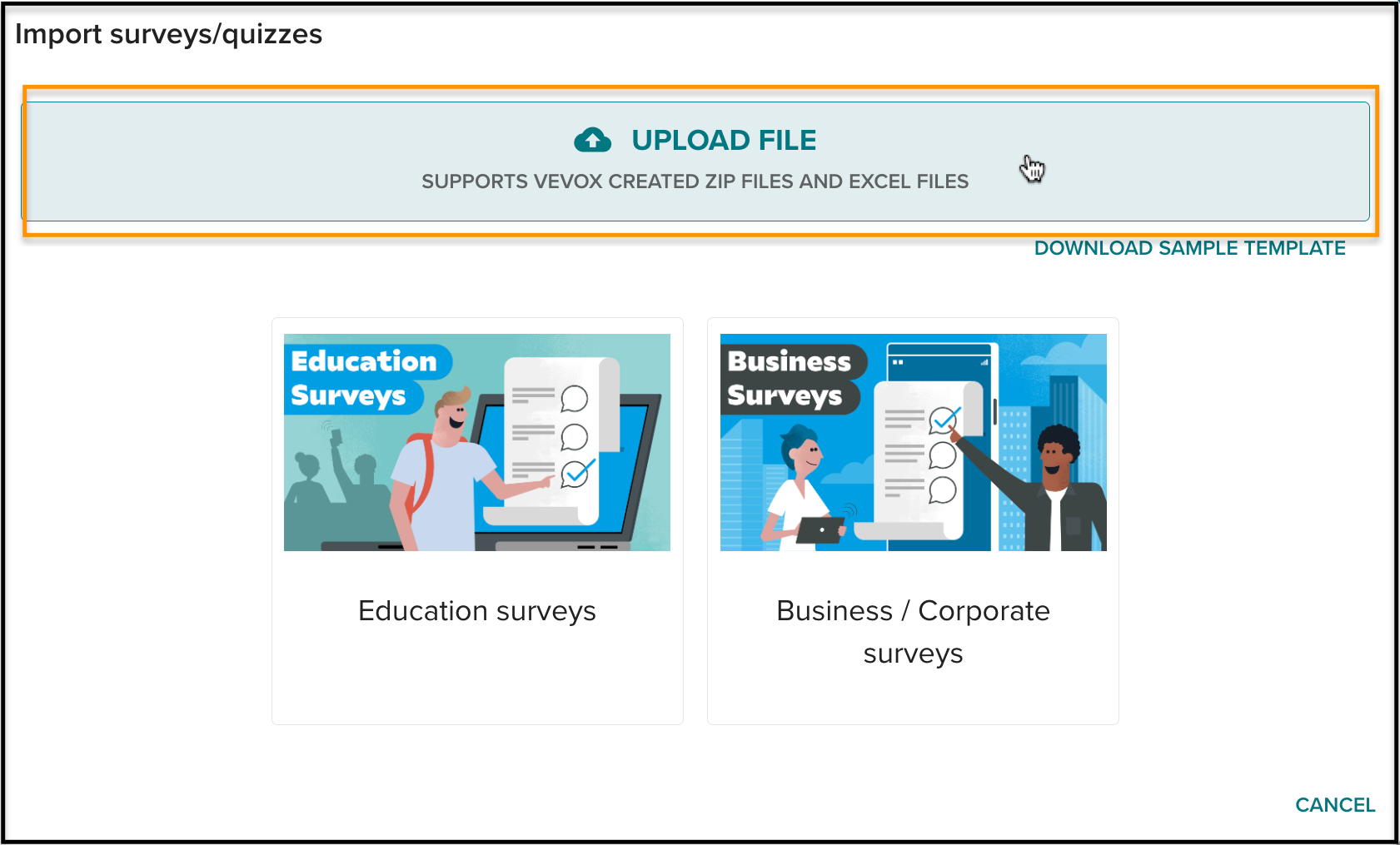 Upload import file into survey.png