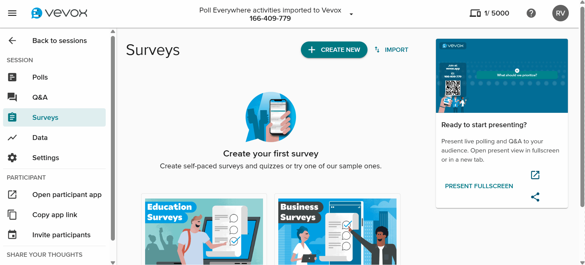 Upload a survey template from Poll Everywhere.gif