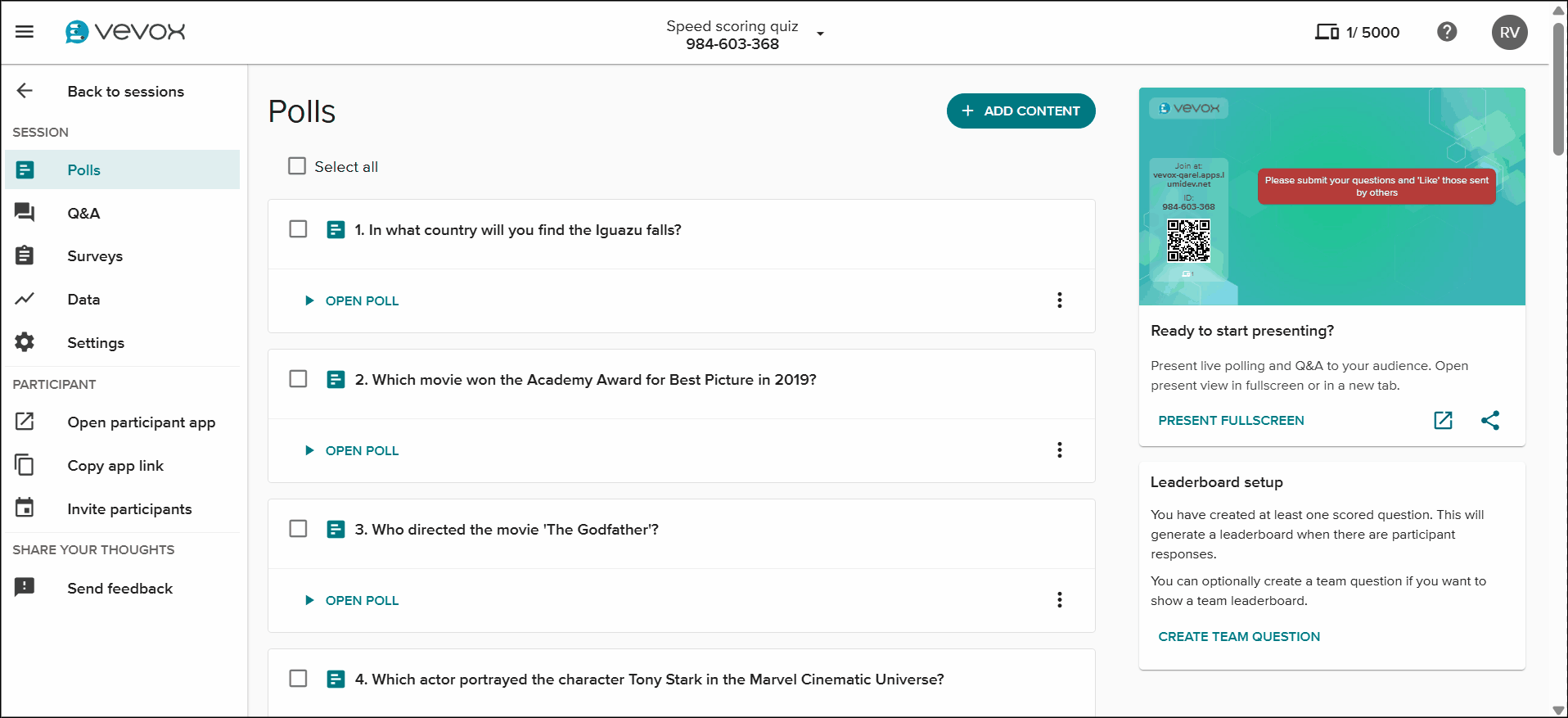 Add polls from question library vevox samples.gif