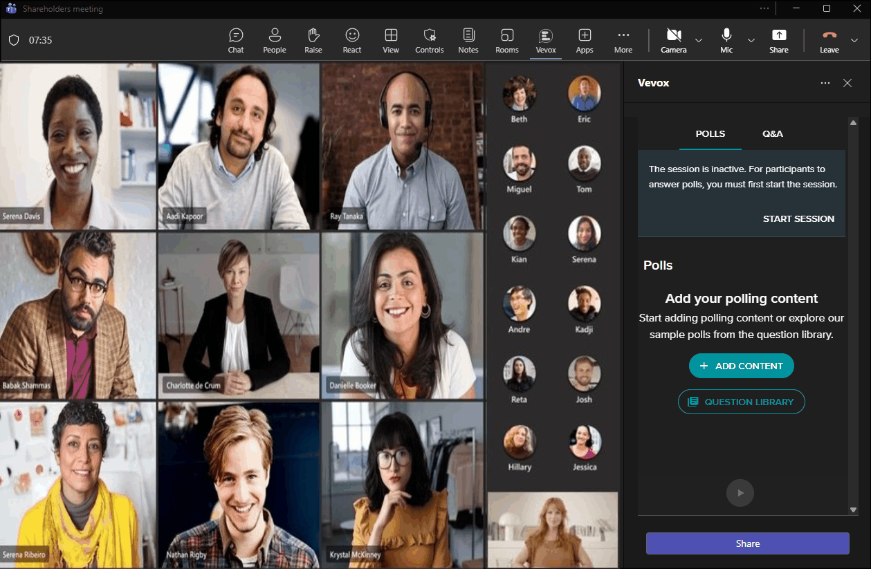 Add a poll in Teams side panel.gif