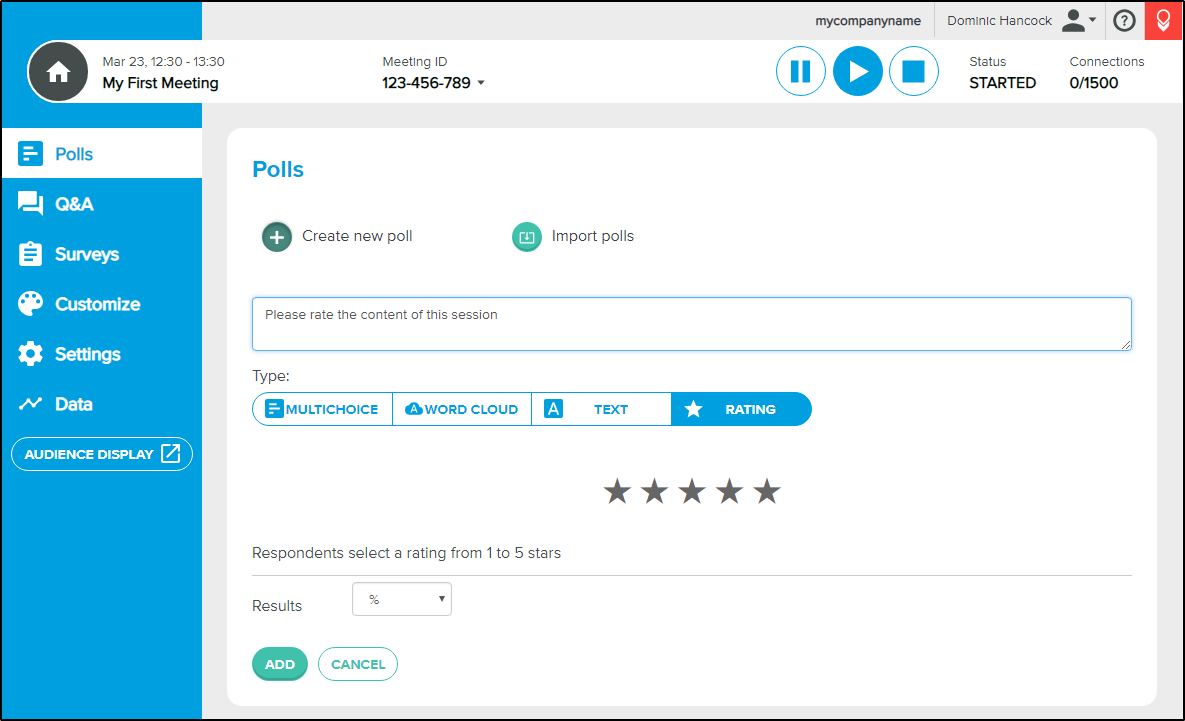 Create rating polls - Vevox