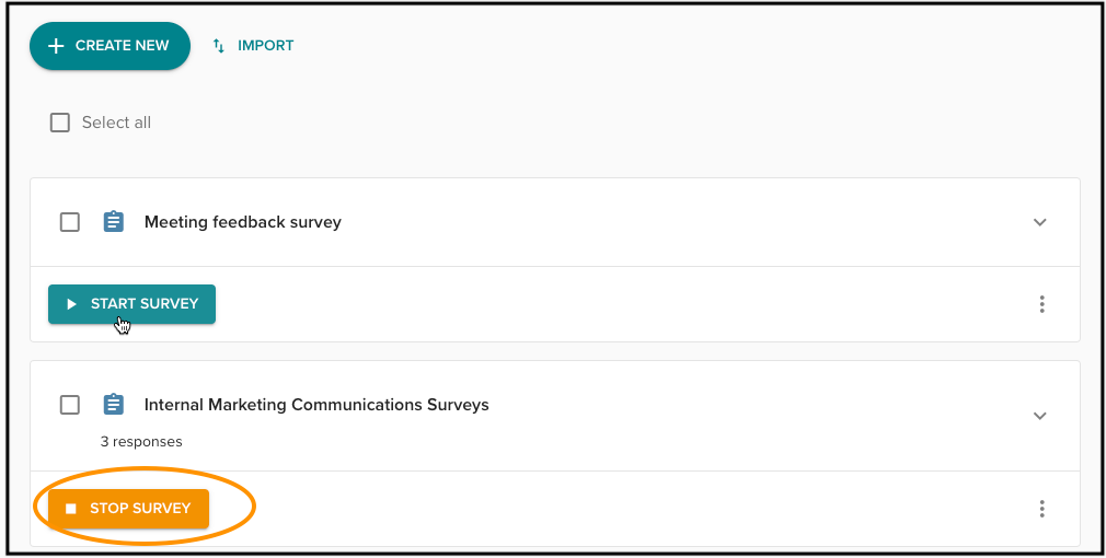 Button to Start Over a Survey