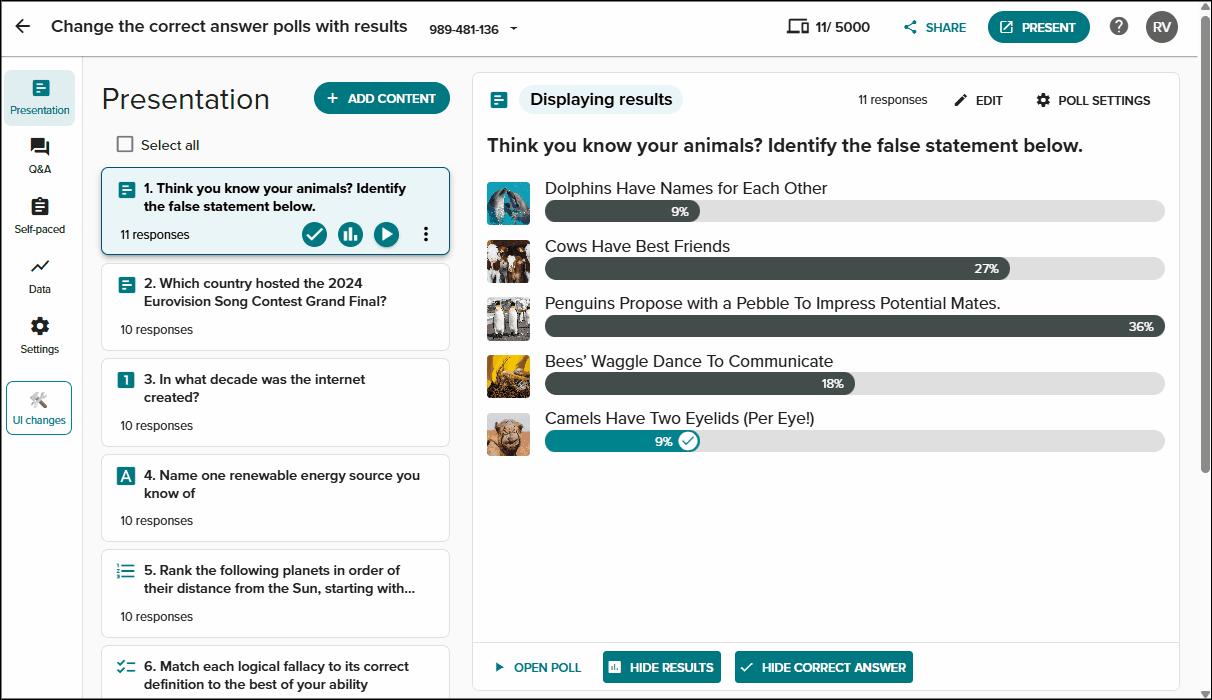 Change correct answer with results in final.gif