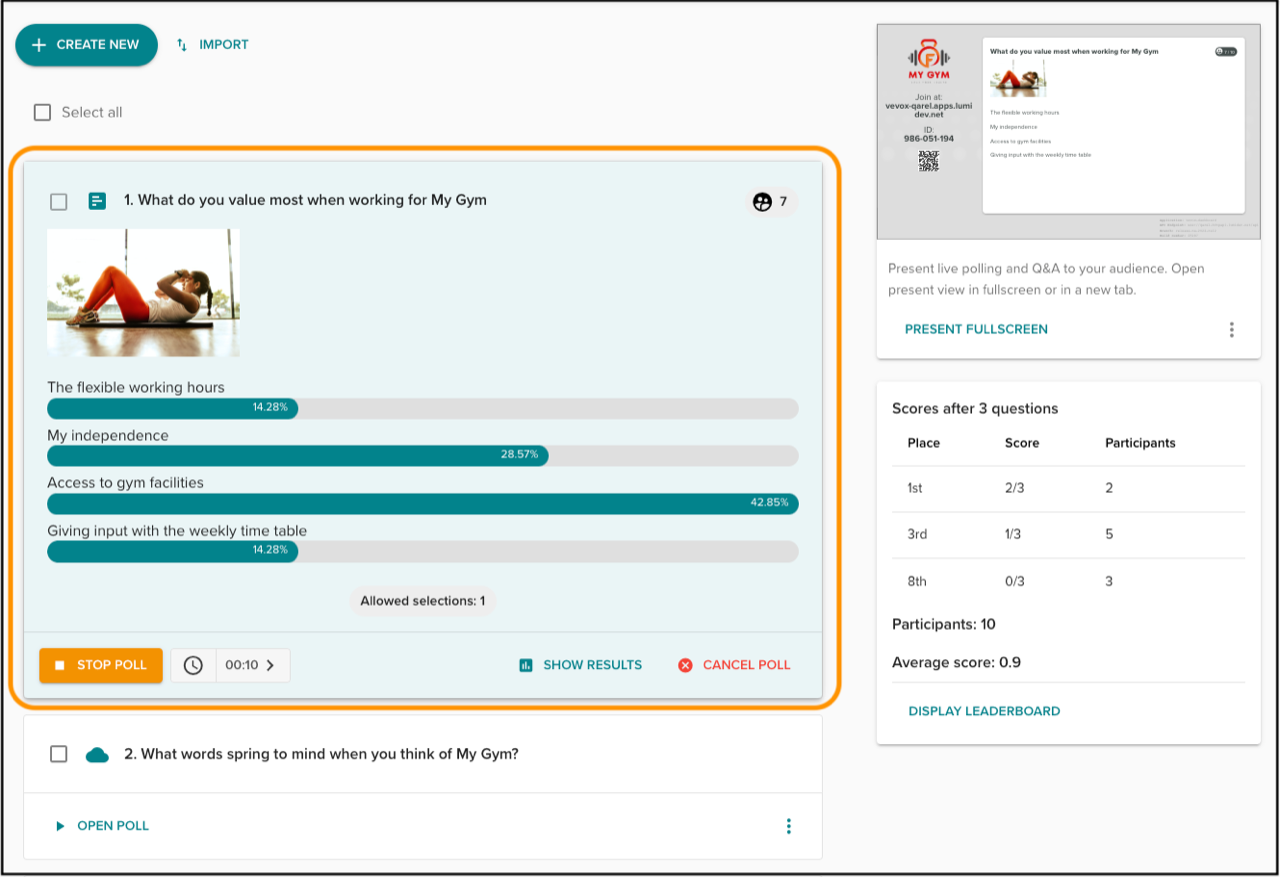 Show a leaderboard to participants – Vevox helpsite