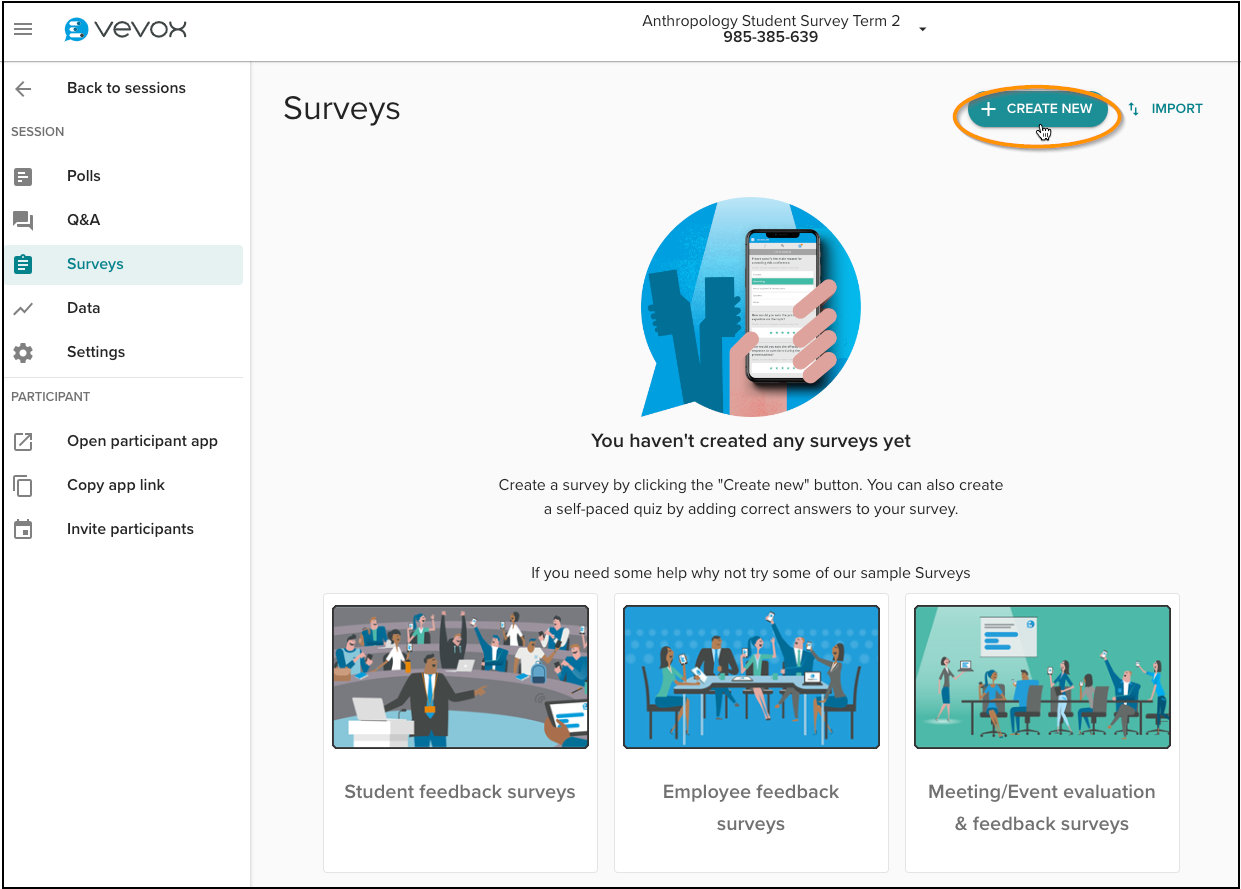 Publish surveys – Vevox helpsite